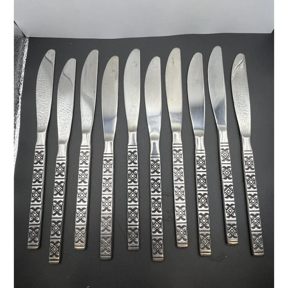 Set Of 10 Ekco Eterna‎ Montalo MCM Stainless Steel Flatware Dinner Knives Japan